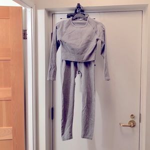 Bare District Grey Ribbed Workout Set